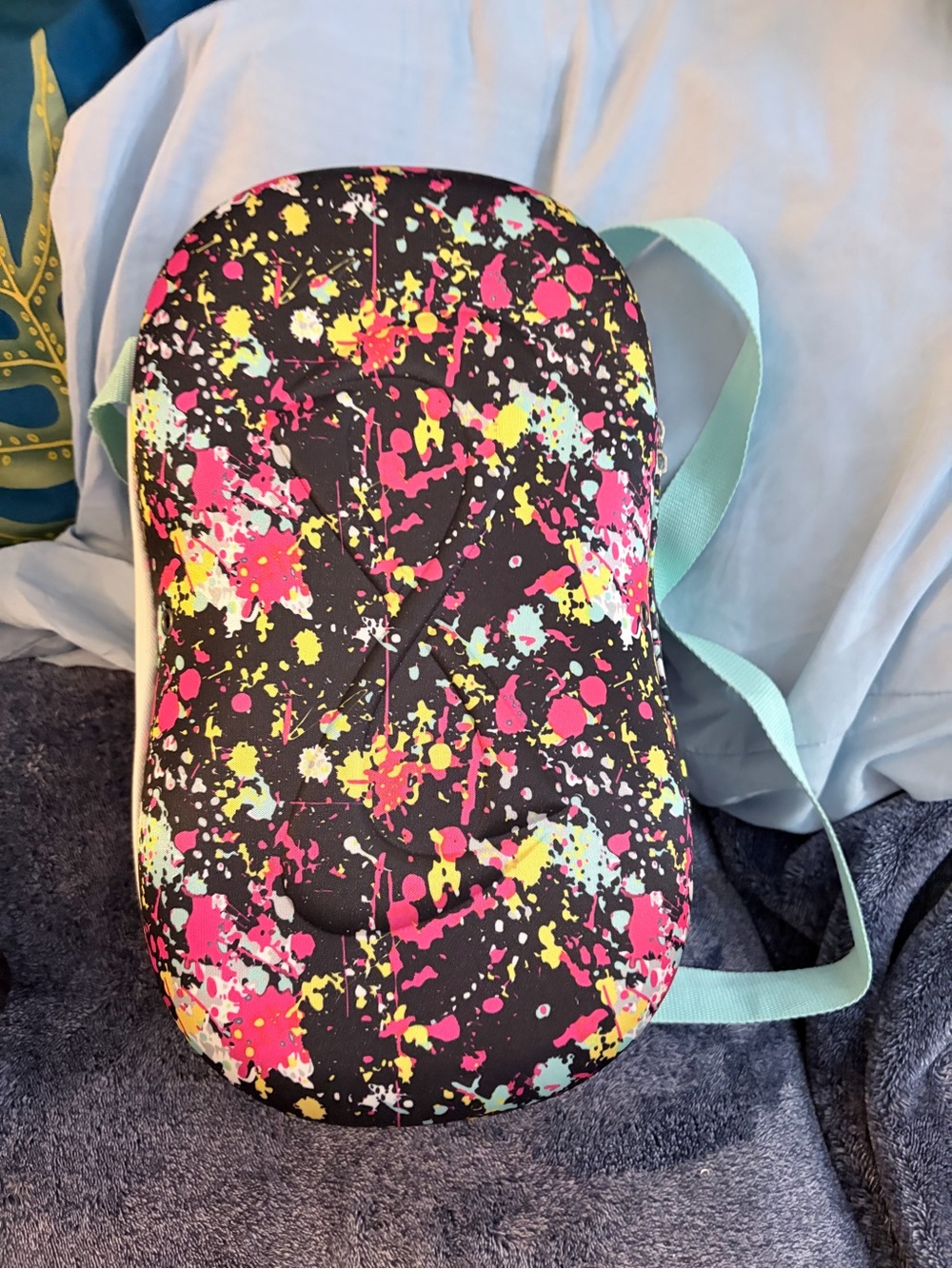Woman’s Splash Print Neoprene Crossbody Bag in Black and Pink